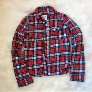 abercrombie kids red plaid button up